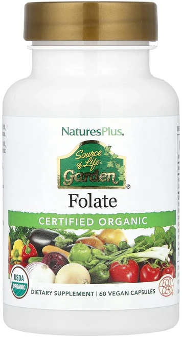 NaturesPlus Source of Life® Garden Folate 60 Vegan Capsules, NaturesPlus, Source of Life®,, 1개 - 쿠팡