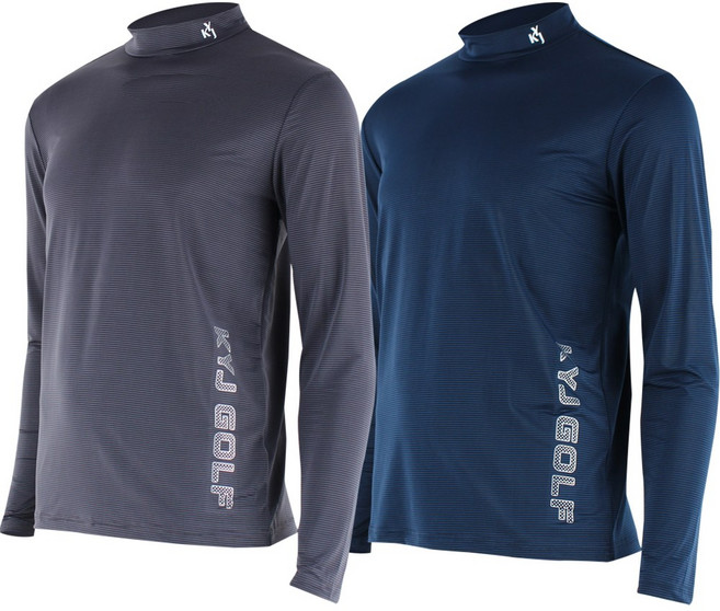 2장 여름용 남성 KYJ 냉감 쿨 반목폴라 레이 티셔츠 긴팔 B2383