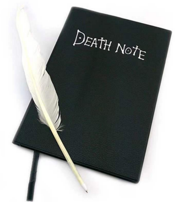 레이지데이즈 데스노트 깃털펜 포함 공책 비밀 책 쓸모없는 쓸데없는 웃긴 신박한 재미있는 선물, 레이지데이즈 데스노트 1세트, 블랙, 1개