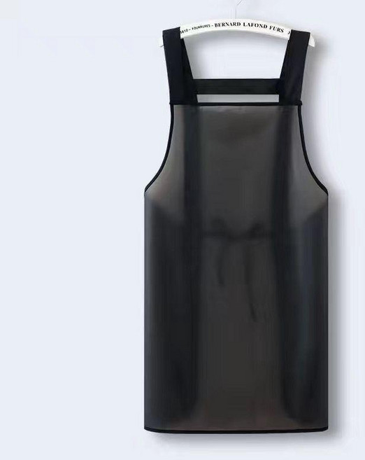 防水圍裙 防水防油防污免洗圍裙家用廚房做飯半透明圍腰餐飲麪點工作服, 超級防水TPU半透明黑色,75釐米加厚免洗 無口袋, 1個