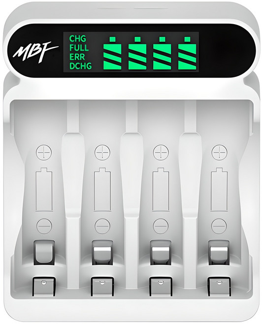 엠비에프 LCD AA AAA 건전지 Ni-MH 급속충전기 4구 MBF-4BCG, 1개