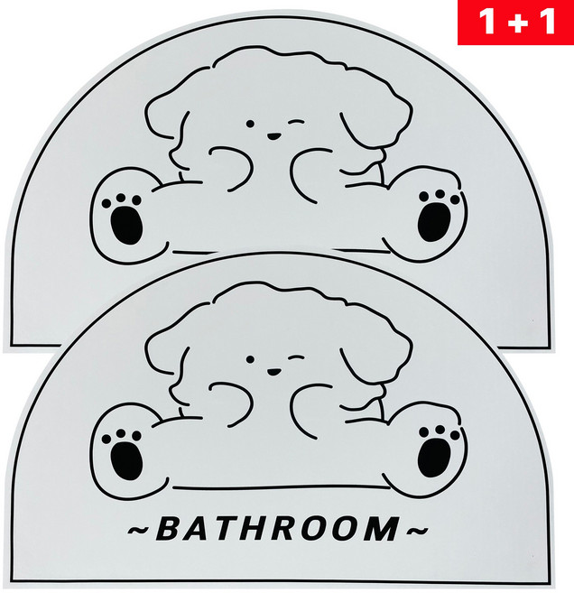 빨아쓰는 규조토 반원형 미끄럼방지 욕실 주방 발매트 2개 세트, 큐티퍼피