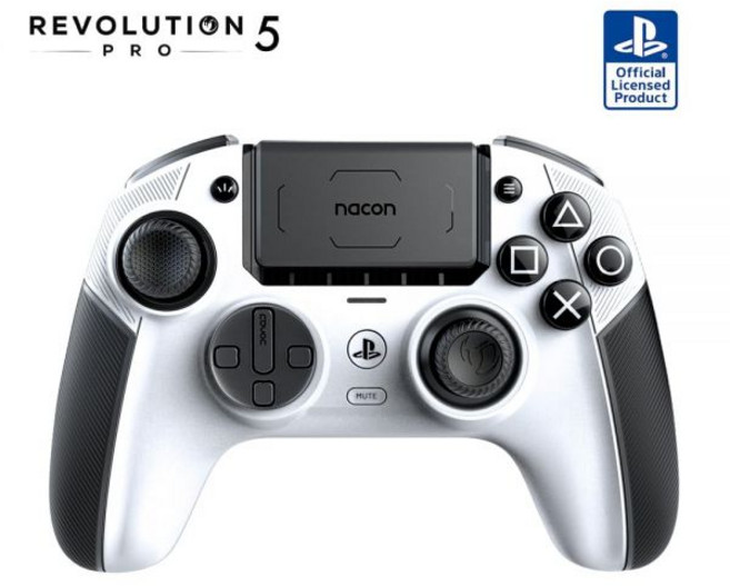 NACON Revolution 5 Pro 공식 라이선스 PS5 PS4 PC용 플레이스테이션 무선 게이밍 컨트롤러 홀 이펙트 트리거 스톱 매핑 가능한 버튼 블루투스 오디오 블랙화, Black & White