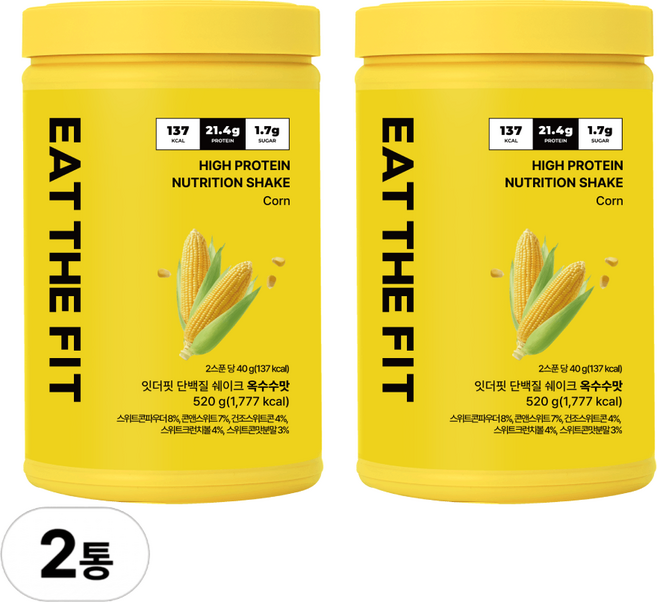 잇더핏 단백질 쉐이크 대용량(옥수수맛), 520g, 2개