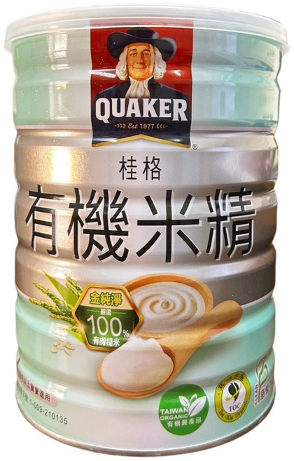 桂格 有機米精 嬰幼兒米粉, 500g, 4罐