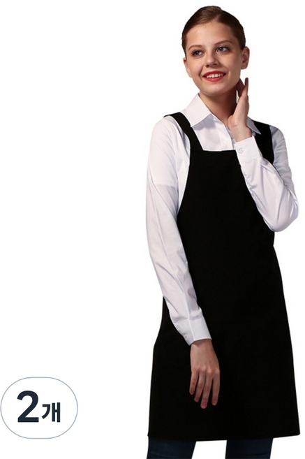 요들 핑클 미니 넓은끈 앞치마 특대, 2개, 블랙(462L)