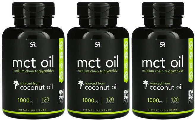Sports Research MCT Oil 1000mg 스포츠리서치 MCT오일 1000mg 120소프트젤 3병 글루텐 무함유 카프릴산 카프릭산 함유, 120정 - 쿠팡
