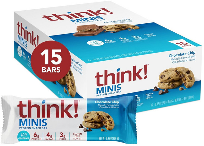 美國 think 迷你蛋白零食棒 巧克力碎片 15入, 1個, 390g