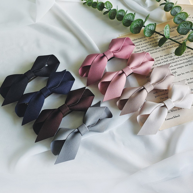 헤미쉬스타일 사선 꼬임 리본 자동 머리핀