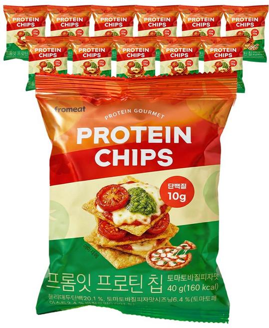 프롬잇 프로틴칩 토마토바질 피자맛, 12개, 40g