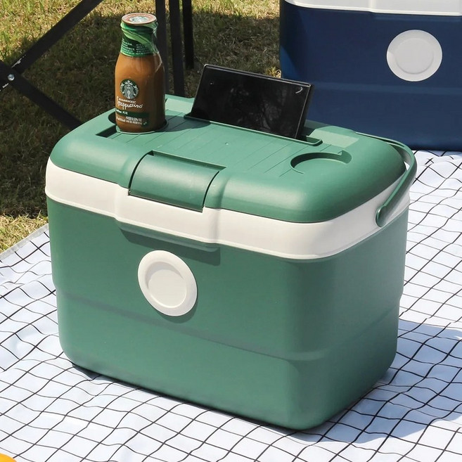 올리빙 캠핑 아이스박스 25L (도트), 모스그린