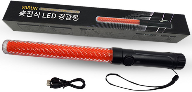 배런 충전식 LED 경광봉 전자호루라기 후레쉬기능 신호봉 유도봉, 1개