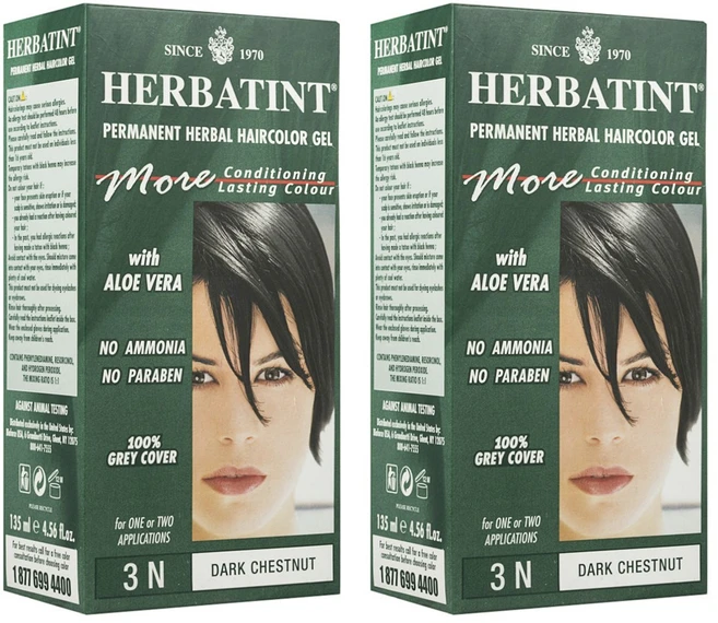 허버틴트 퍼머넌트 헤어컬러 젤 135ml, Dark Chestnut, 2개 - 쿠팡