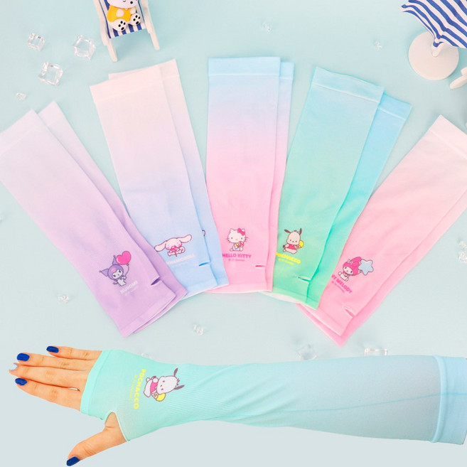 코지24 산리오 손등 팔토시 여름 쿨토시 아동 어린이 초등학생 여성 야외활동 현장학습 소풍 갯벌체험 자외선 UV 차단 예쁜 골프 운전 손토시
