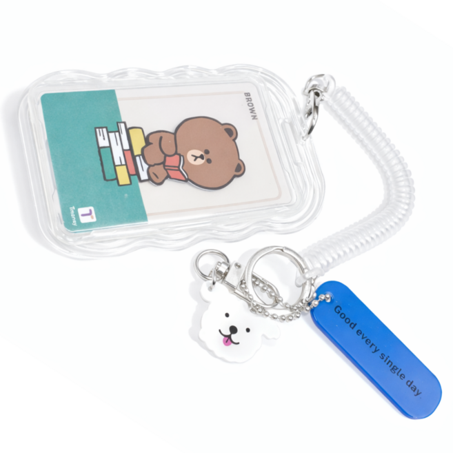 버스 지하철 타기 편한 교통카드 케이스 백참 키링, 1개, 화이트도그
