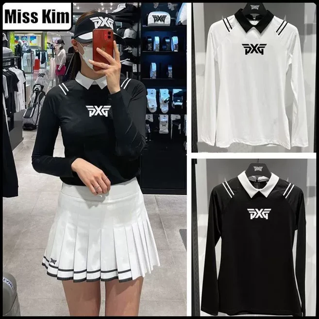 pxg 골프 여 긴팔 골프 슬림 스판 속건 폴로 테니스웨어 패션 코디 상의 여성스포츠웨어 여성패션 골프티