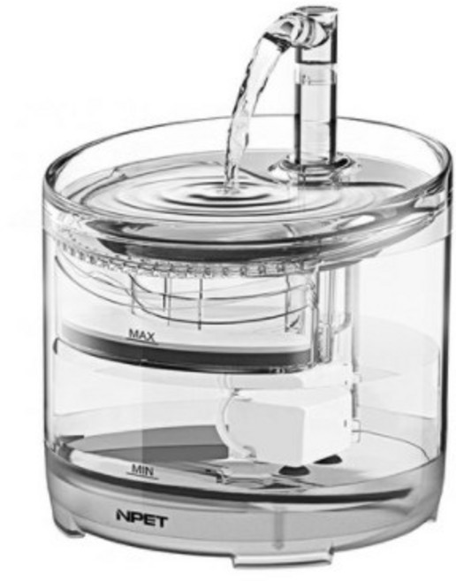 [신형모델] 엔펫 항균 투명 정수기 원형 1.5L 수반형 강아지 고양이용, 1개