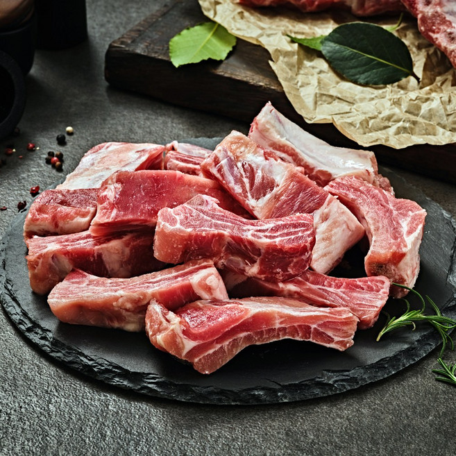 누리푸드 뜯어먹는 재미가 있는 쪽갈비 바베큐 등갈비 캠핑 구이용, 1개, 슬라이스 쪽갈비 400gX3팩