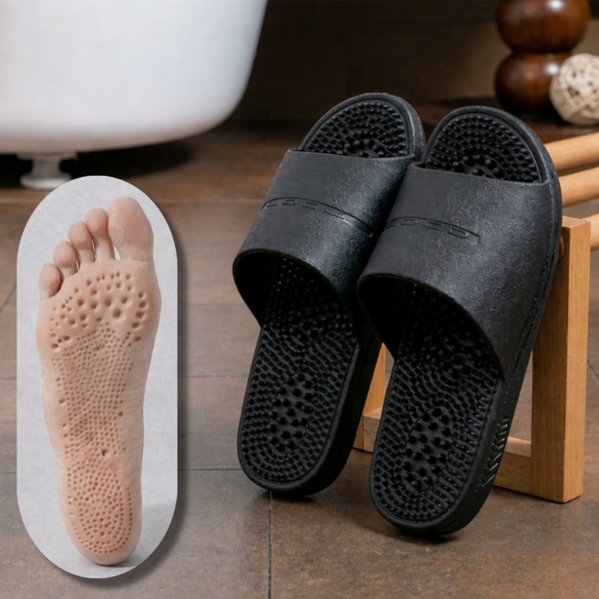 지압슬리퍼 실내용 발건강 지압 마사지 혈액순환 부종완화 스트레스완화 숙면, 남자_블랙, 1개