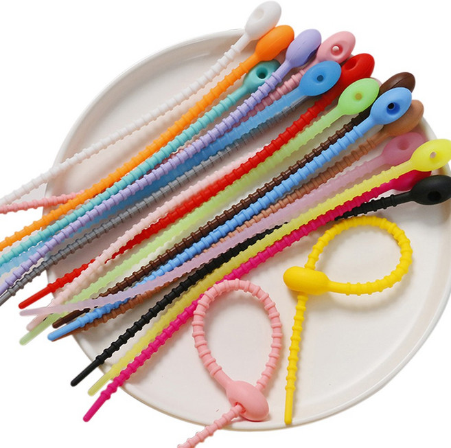 실리콘 케이블 타이 키링 선정리 스트랩, 30개