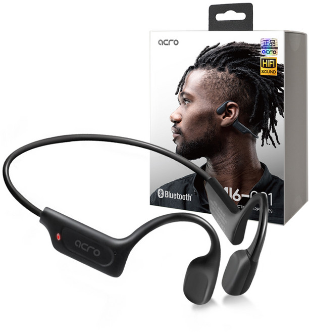 ACRO 골전도 블루투스 무선 이어폰 MI6-001 오픈형 스포츠 러닝, 블랙