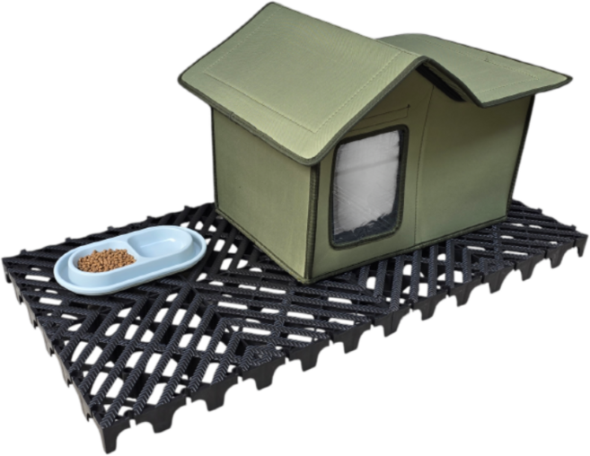 길고양이집 길냥이 야외 실외 급식소 방수 보온 하우스 단열 겨울집, 1개, 카키