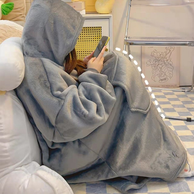 메이리앤 극세사 담요 똑딱이 겨울 입는 후드담요