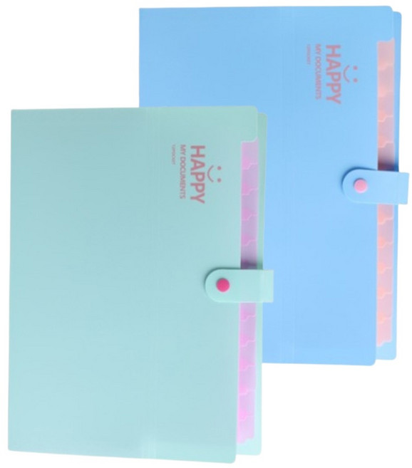 아코디언 파일 스마일 바인더 화일 13칸, 1개, 민트1+블루1