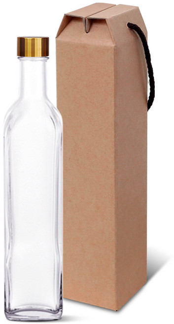 유리병 투명사각병 FN500S+선물상자 세트구성, 투명사각병 FN500S+고급형 와인 중, ABS캡 블랙 1P, 1개