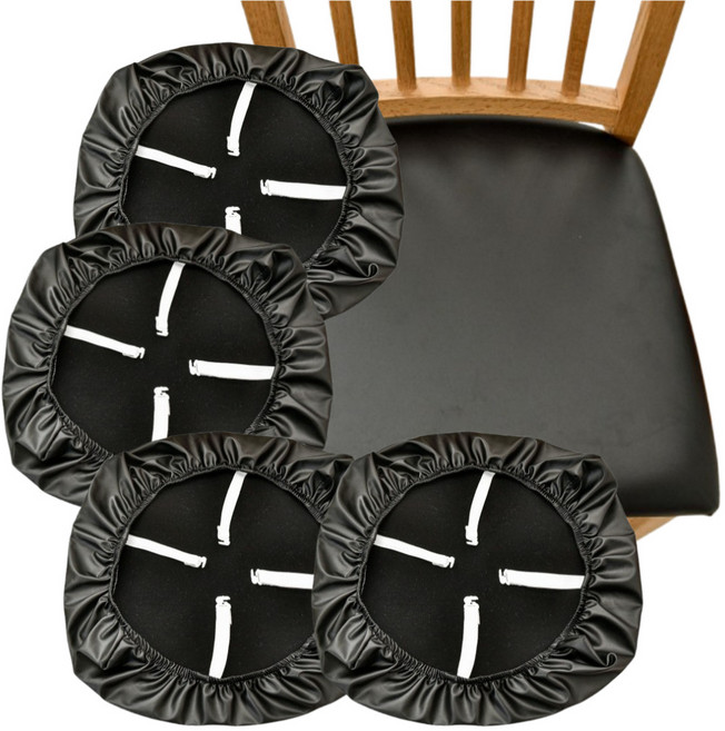 더편한생활 가죽 식탁 의자 커버 천갈이 리폼 교체, 4개, 블랙