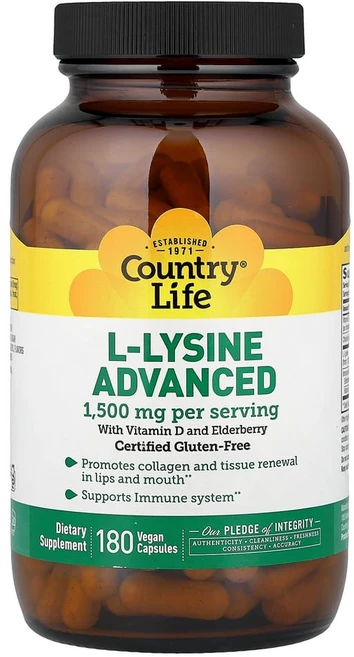 컨트리라이프 L-라이신 어드밴스드 1500mg 베지 캡슐 180정(캡슐 1정당 500mg), 1개, 180정 - 쿠팡