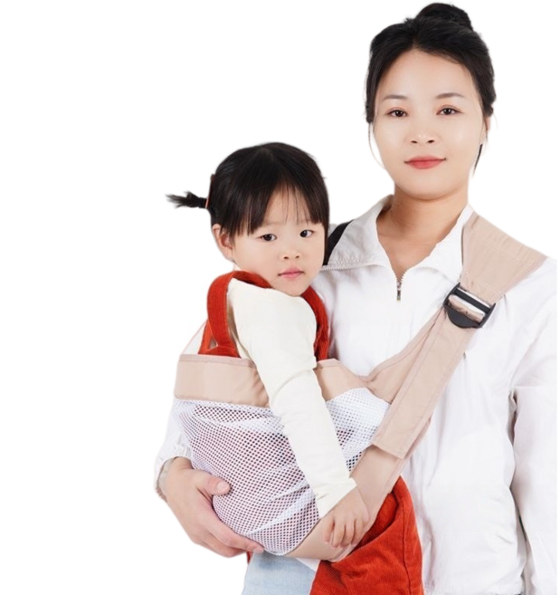 嬰兒背帶 斜挎式寶寶背巾, 改良版（奶茶）透氣款