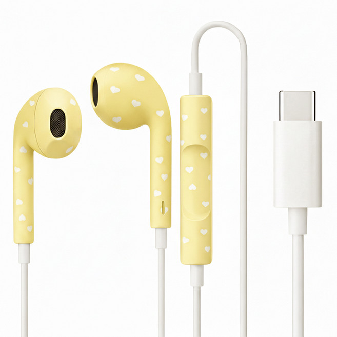 TF7 고음질 오픈형 C 타입 유선 이어폰 통화 마이크 볼륨조절 리모컨 내장형, 옐로우, TF7H03