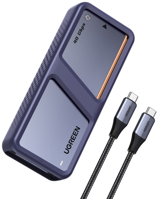 UGREEN 유그린 40Gbps M.2 NVMe SSD 외장하드 케이스 듀얼 칩셋 인텔 및 RTL9210 탑재 쿨링 팬 장착 썬더볼트 4/3 USB4 2280 지원한 SSD, 1개, D703