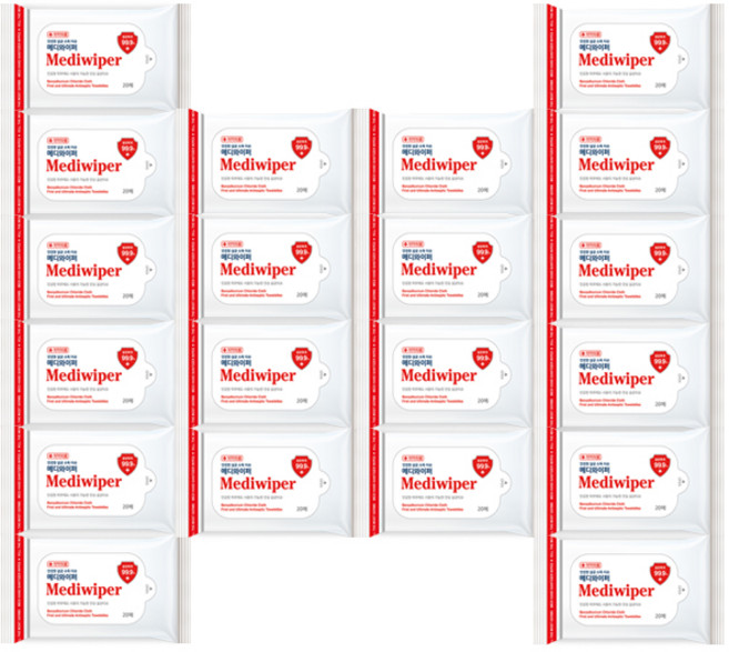 메디와이퍼 손소독 티슈 휴대형, 20매입, 20개