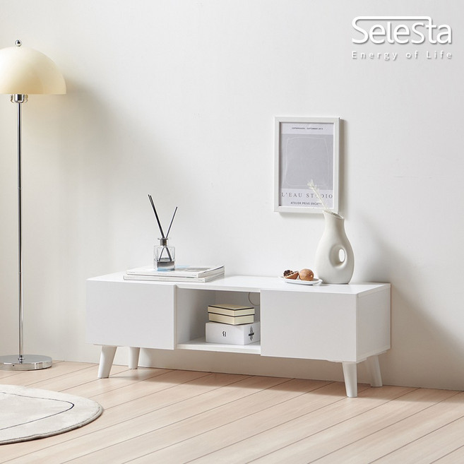 셀레스타 모먼트 TV 도어 수납 거실장 1000 ABF, 화이트(ABF47)