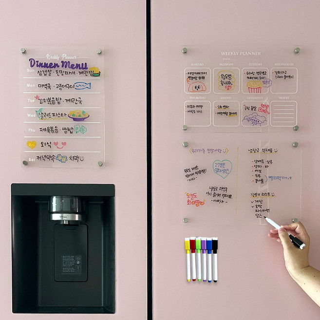 그집앤 [마카증정] 그집앤 아크릴 자석 메모보드 일정 스케줄 식단 관리 칠판 냉장고 현관문, 단품, 주간-라인 소, 1개