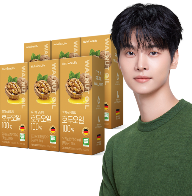 유기농 냉압착 호두오일 100 % 스페인산 프리미엄 오메가3 건강오일, 14회분, 6박스