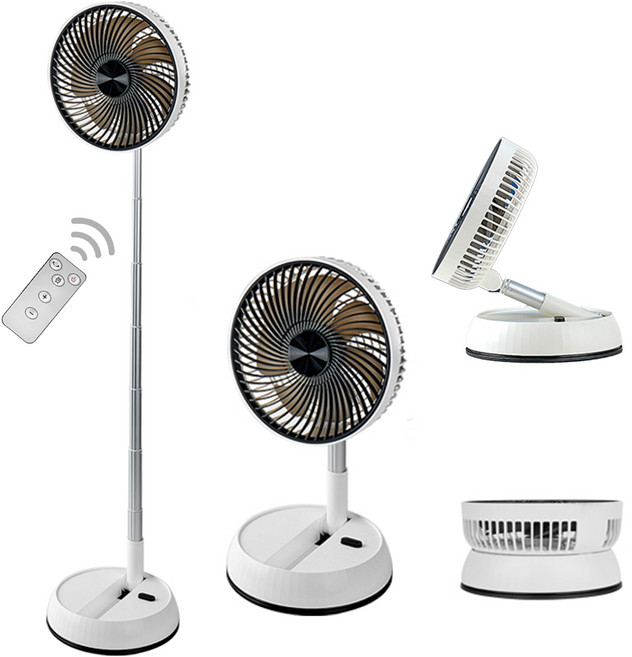 휴대용 무선 스탠드 무소음 접이식 선풍기, 블랙+화이트, F158-A