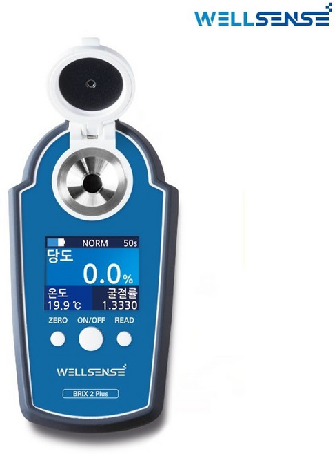웰센스 디지털 당도계 BRIX-2 PLUS 당도측정기 자동온도보상 재현성 생활방수 농가 식품회사 가정용, 1개, 블루