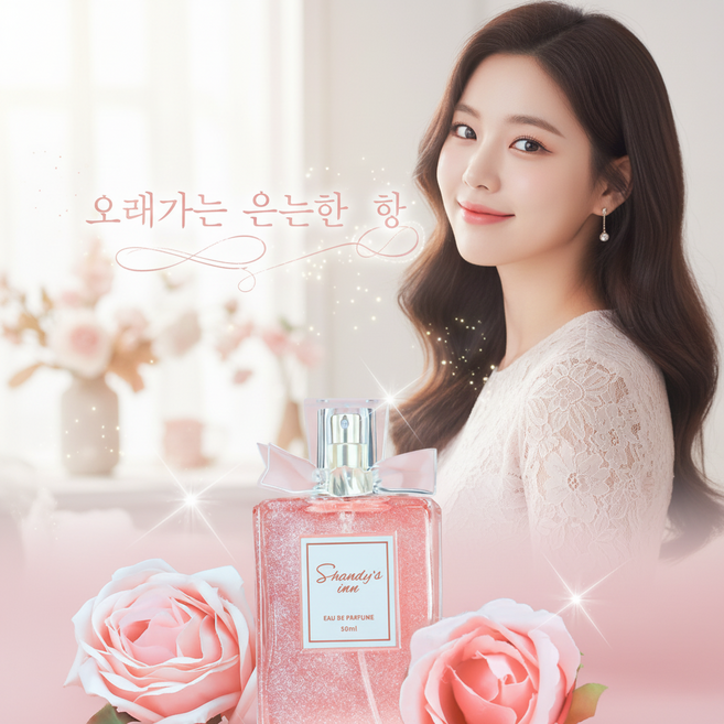 오래가는 은은한 향 플라워 스타 약속 골드 쉬머 여성 향수 선물세트, 1세트