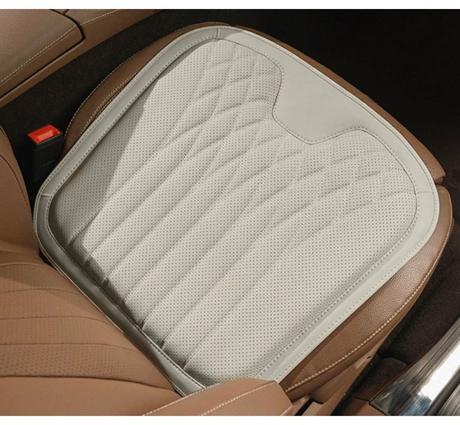 카엣지 차량용 나파가죽 메모리폼 논슬립 쿠션 방석, 1개, 샌드 화이트