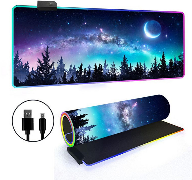 라나야 RGB LED 게이밍 마우스 키보드 장패드 80 x 30 cm, 1개, 오로라