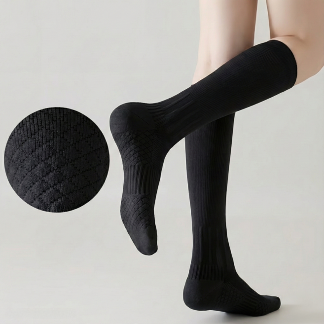 오운 엠보싱 압박 러닝 니삭스, 1개, 블랙