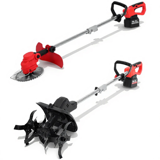 툴릭스 무선 미니관리기 예초기 겸용 텃밭관리기 충전식 농기계 전기경작기 배터리 2개 포함, 1세트