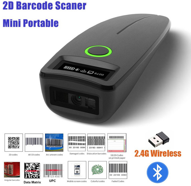 택배스캐너 휴대용 미니 무선 블루투스 2D 바코드 스캐너 W7 1D QR 코드 데이터 매트릭스 PDF417 리더 저장 기능, 1)TDW7, 1개