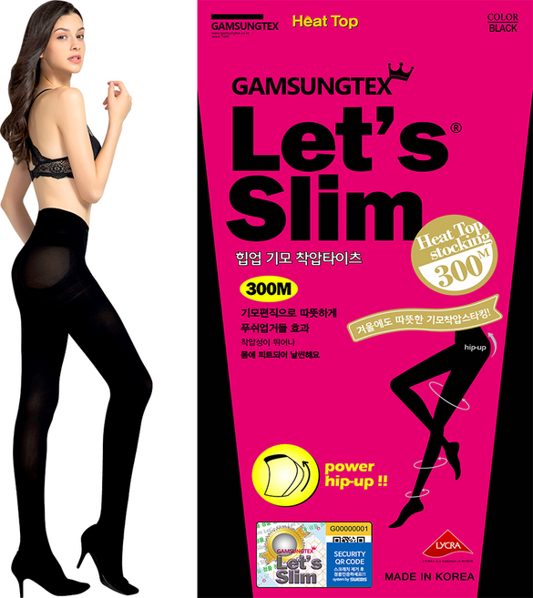 렛츠슬림 300D 멀티 보정 힙업 기모 착압타이즈 팬티스타킹