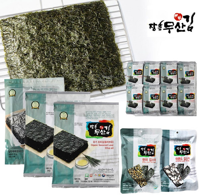 장흥무산김 햇김 유기 조미 구운김 스낵, 10g, 1세트, 01.구운김(5매) x 5+1봉