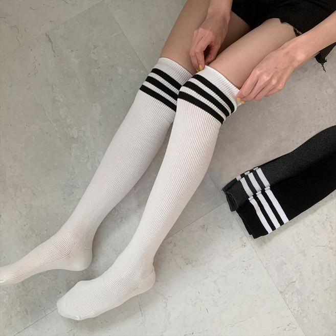 지니골프 여성 골프스타킹 삼선 골지 오버니삭스, 그레이/FREE, 1개