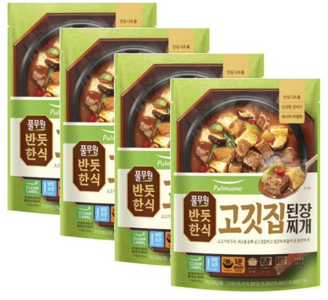 풀무원 반듯한식 고깃집 된장찌개, 460g, 4개